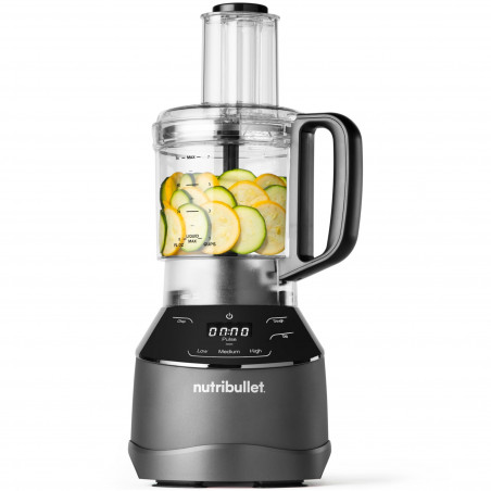 Блендер 3в1 Nutribullet Triple Prep System NBF580B, 1500W, 1.8 л, 8 програми, 3 скорости, 8 програми, Разпознаване на приставки, Тъч управление, Черен/сив
