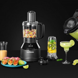 Блендер 3в1 Nutribullet Triple Prep System NBF580B, 1500W, 1.8 л, 8 програми, 3 скорости, 8 програми, Разпознаване на приставки, Тъч управление, Черен/сив
