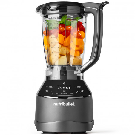Блендер 3в1 Nutribullet Triple Prep System NBF580B, 1500W, 1.8 л, 8 програми, 3 скорости, 8 програми, Разпознаване на приставки, Тъч управление, Черен/сив