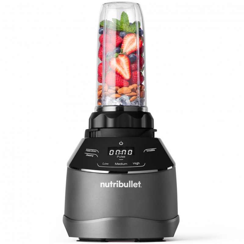 Блендер 3в1 Nutribullet Triple Prep System NBF580B, 1500W, 1.8 л, 8 програми, 3 скорости, 8 програми, Разпознаване на приставки, Тъч управление, Черен/сив