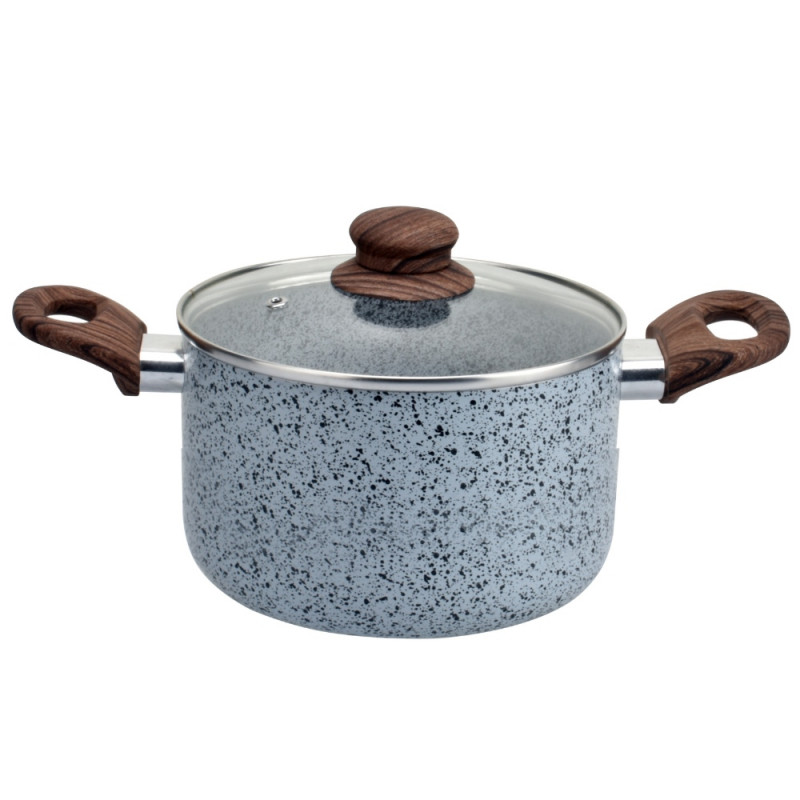 Тенджера Oliver Voltz Siena OV51318J26, 26 см, 6.1L, Мраморно покритие, Индукция, Меки дръжки, Сив/кафяв