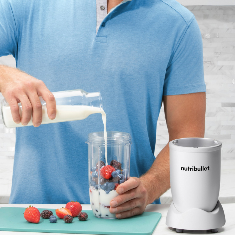 Блендер Nutribullet Pro NB907MAW, 900W, 700/900 мл, Тритан, Неръждаема стомана, Без BPA, Бял мат
