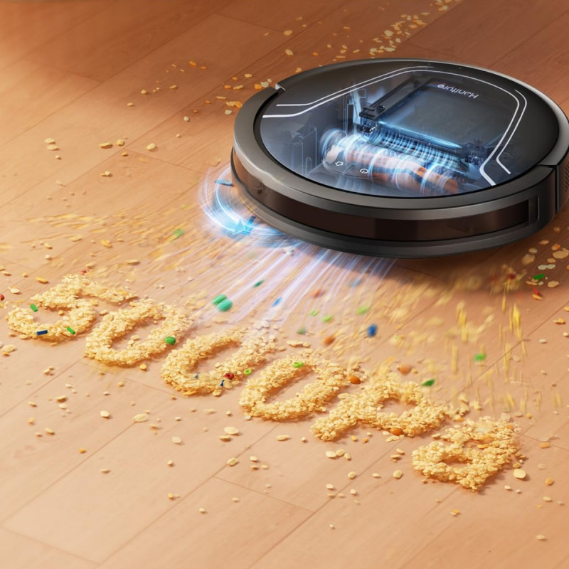 Прахосмукачка робот Honiture V8 Pro CRV549, 5000 Pa, 290 мл, 180 мин, Сухо/мокро, 3 скорости, Автоматични режими, Зони, Гласов контрол, Honysmart, Черен