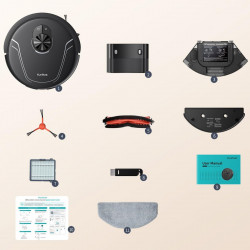 Прахосмукачка робот Honiture V8 Pro CRV549, 5000 Pa, 290 мл, 180 мин, Сухо/мокро, 3 скорости, Автоматични режими, Зони, Гласов контрол, Honysmart, Черен