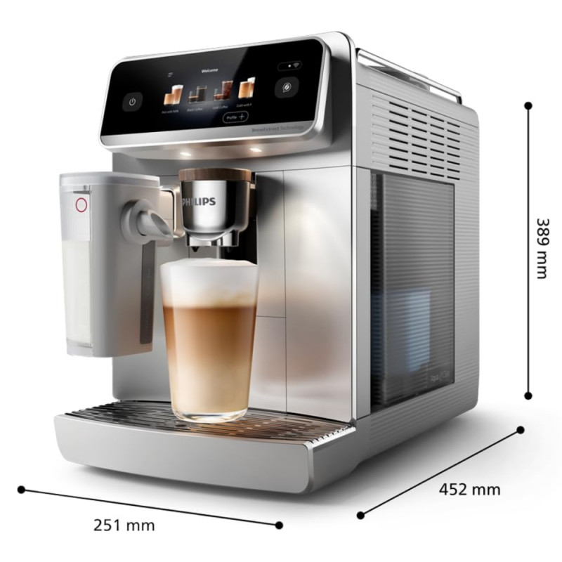 Кафеавтомат Philips Café Aromis 8000 EP8757/20, 1500W, 15 bar, 1.5 л, 54 напитки, LatteGo Pro, SilentBrew, BrewExtract, Quiet Mark, Тъчскрийн, HomeID, Сив