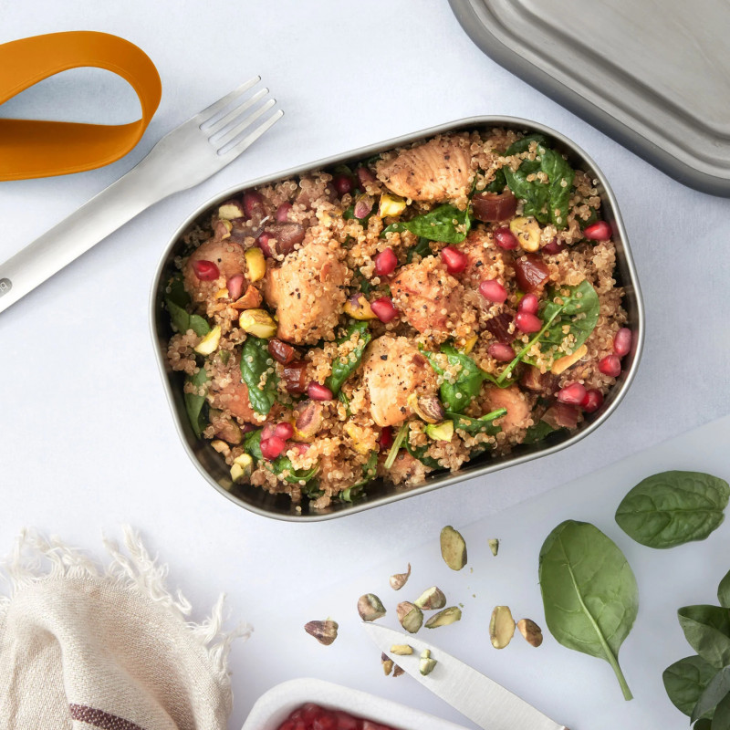 Кутия за храна Black+Blum BAM-SS-L005, 1 л, Правоъгълна, Подходяща за фурна, Без BPA, Неръждаема стомана, Син