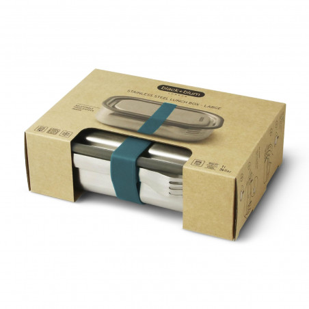 Кутия за храна Black+Blum BAM-SS-L005, 1 л, Правоъгълна, Подходяща за фурна, Без BPA, Неръждаема стомана, Син