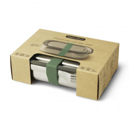 Кутия за храна Black+Blum BAM-SS-L010, 1 л, Правоъгълна, Подходяща за фурна, Без BPA, Неръждаема стомана, Зелен