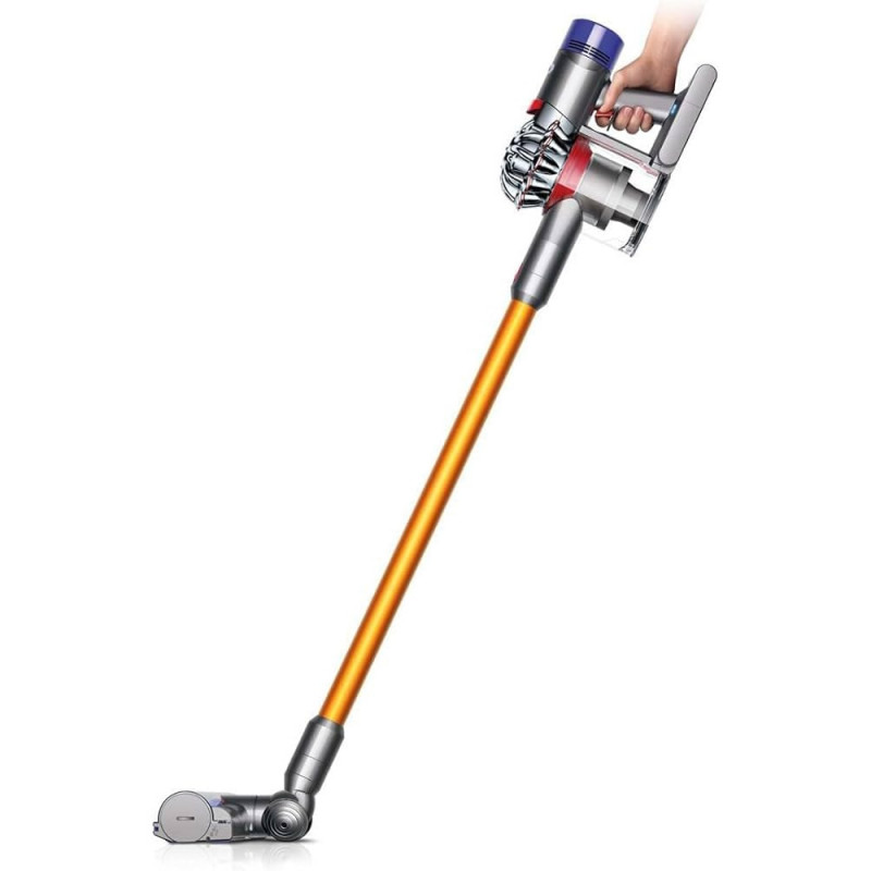 Вертикална прахосмукачка Dyson V8 Absolute SV25 476547-01, 115AW, 0.54 л, 3 режима, Без загуба на мощност, Хигиенично изпразване, Изцяло запечатана филтрация, Сребрист/Оранжев