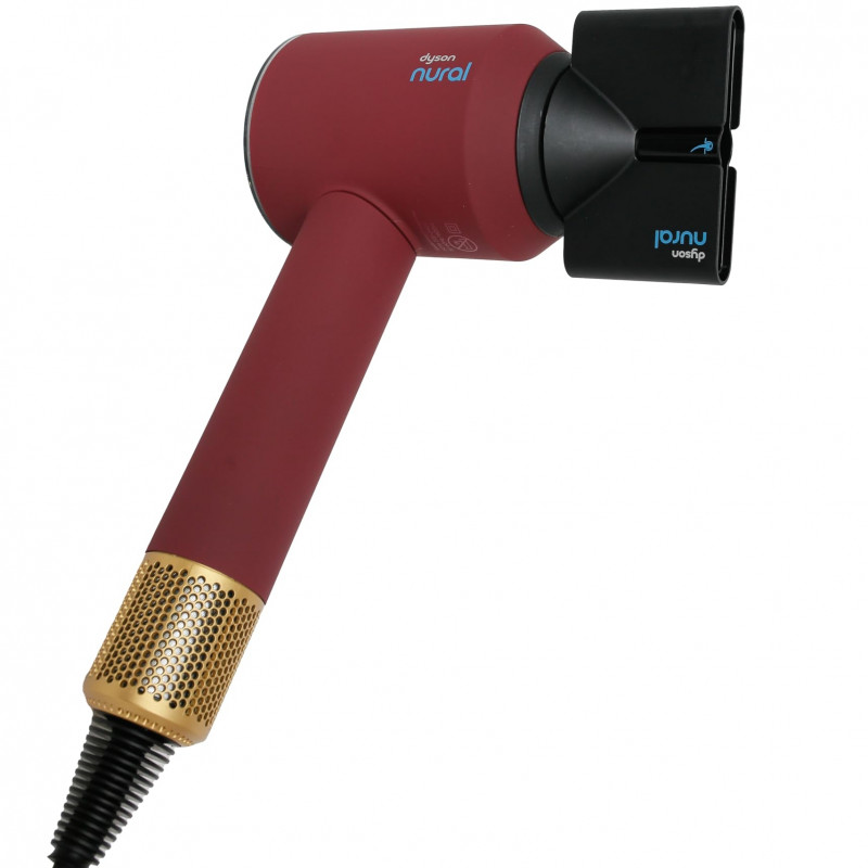 Сешоар Dyson Supersonic Nural HD16 RdVe/Gd Straight+Wavy 493117-01, 1600W, 3 скорости, 4 температури, Отрицателни йони, 5 приставки, Предпазващ скалпа, Червено кадифе/златист