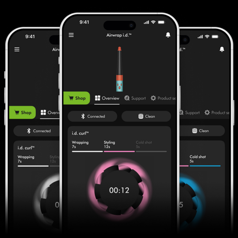 Маша за коса Dyson 596926-01 HS08 Airwrap i.d.™ T1/T2 RdVe/Gd Straight + Wavy, 1300W, 13.5 l/s, Автоматично къдрене, Йонизиране, 3 скорости, 3 температури, Bluetooth, Червено кадифе/златист