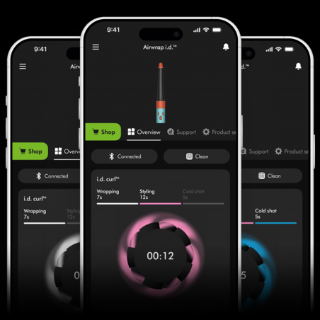 Маша за коса Dyson 596926-01 HS08 Airwrap i.d.™ T1/T2 RdVe/Gd Straight + Wavy, 1300W, 13.5 l/s, Автоматично къдрене, Йонизиране, 3 скорости, 3 температури, Bluetooth, Червено кадифе/златист