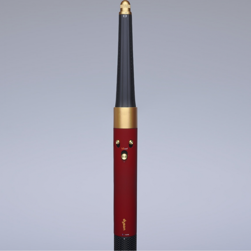 Маша за коса Dyson 596926-01 HS08 Airwrap i.d.™ T1/T2 RdVe/Gd Straight + Wavy, 1300W, 13.5 l/s, Автоматично къдрене, Йонизиране, 3 скорости, 3 температури, Bluetooth, Червено кадифе/златист