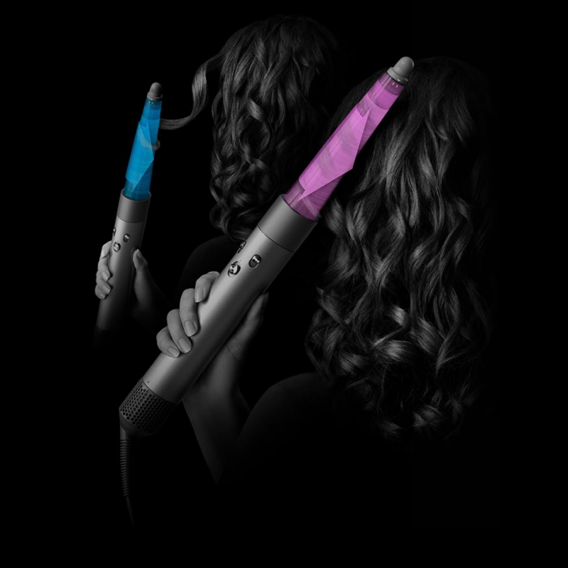 Маша за коса Dyson 596926-01 HS08 Airwrap i.d.™ T1/T2 RdVe/Gd Straight + Wavy, 1300W, 13.5 l/s, Автоматично къдрене, Йонизиране, 3 скорости, 3 температури, Bluetooth, Червено кадифе/златист