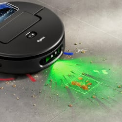 Прахосмукачка робот Dyson Spot+Scrub Ai 586183-01, 18000 Pa, 3 л, Сухо/мокро, Разпознаване на петна, Автоматична станция, Черен/Син