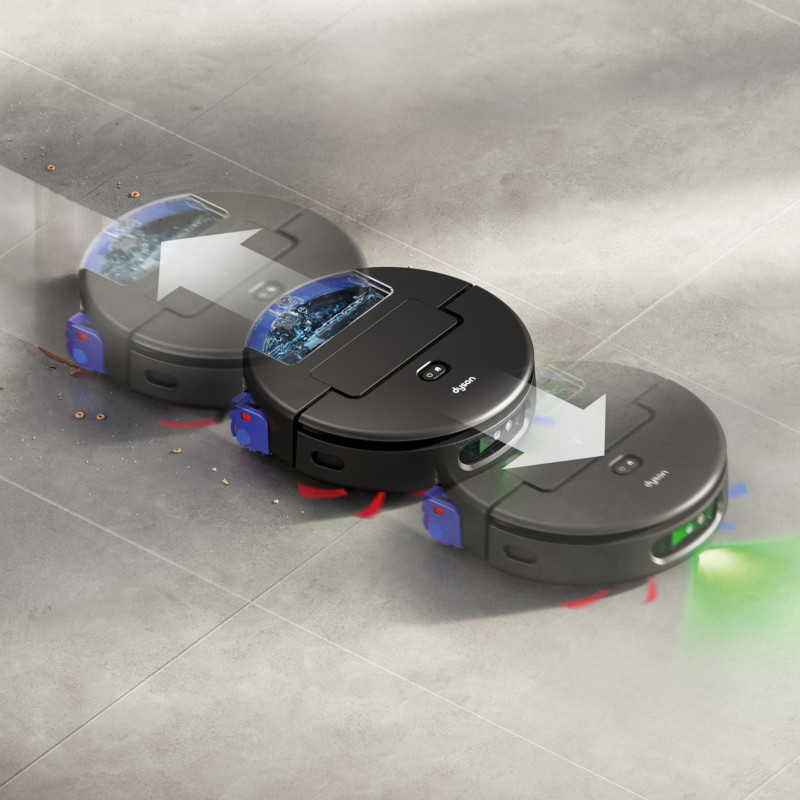 Прахосмукачка робот Dyson Spot+Scrub Ai 586183-01, 18000 Pa, 3 л, Сухо/мокро, Разпознаване на петна, Автоматична станция, Черен/Син