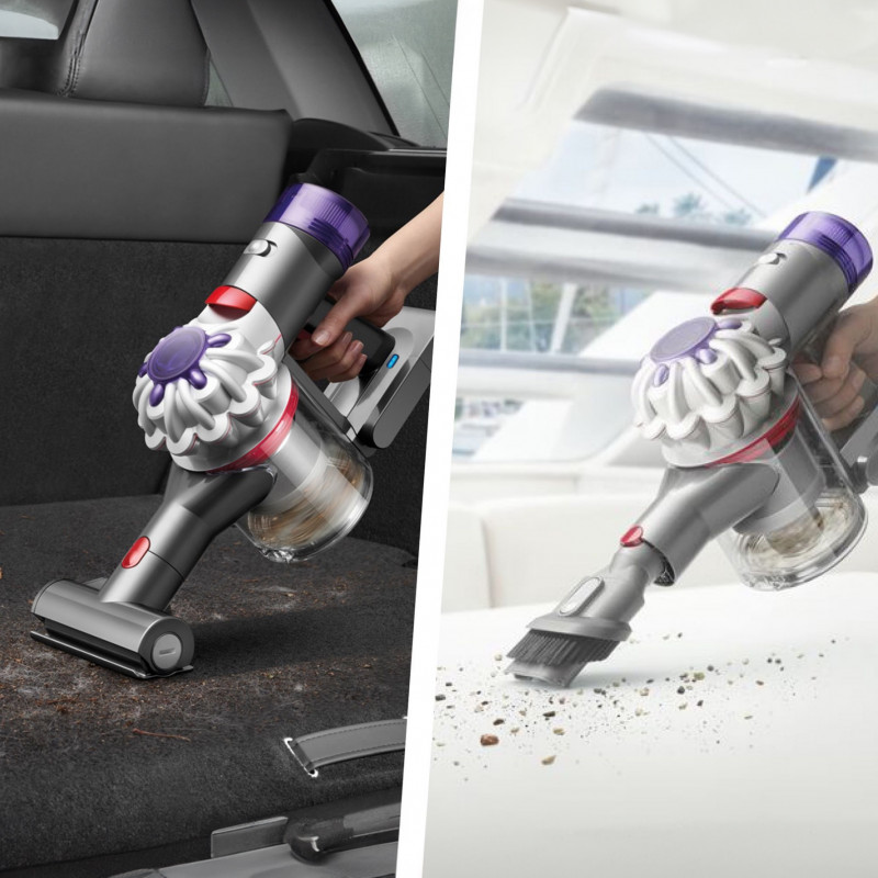 Ръчна прахосмукачка Dyson V8 Car&Boat 586120-01, 115AW, 0.54 л, 50 мин, 110000 об/мин, Запечатана филтрация, Никел/лилав