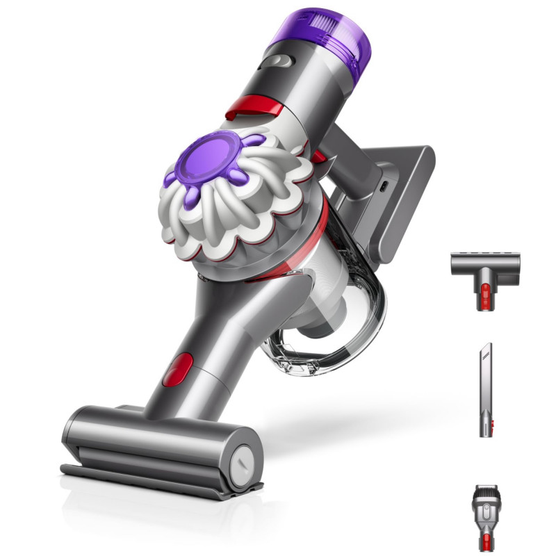 Ръчна прахосмукачка Dyson V8 Car&Boat 586120-01, 115AW, 0.54 л, 50 мин, 110000 об/мин, Запечатана филтрация, Никел/лилав