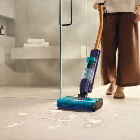 Уред за мокро и сухо почистване Dyson Clean+Wash Hygiene 432030-01, 530/760 мл, 45 мин, 350 м2, 4 режима, Самозадвижване, Сушене на ролката, Пруско синьо/меден