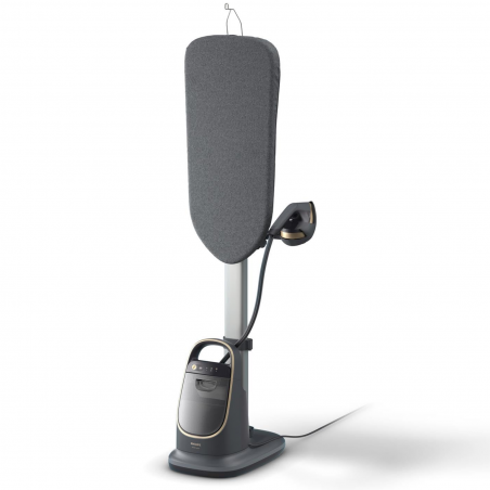 Уред за вертикално гладене с пара Philips All-in-one 8500 AIS8540/80, 2200W, 1.2 л, 6 bar, 90 гр/мин, 2 настройки, OptimalTEMP, Регулируема дъска, Тъмносив/златист