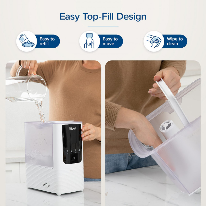 Овлажнител за въздух Levoit OasisMist 450S LUH-O451S-WEU, 40 м2, 280 W, 4.5 л, Ароматерапия, Автономия 45 часа, Бял