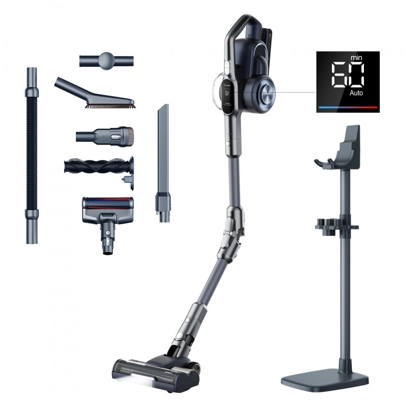 Вертикална прахосмукачка Jimmy H11 Pro, 600W, 260 AW, 0.6 л, Сензор за прах, Сгъваема, Автономност 90 минути, LED дисплей, Черен/Сив