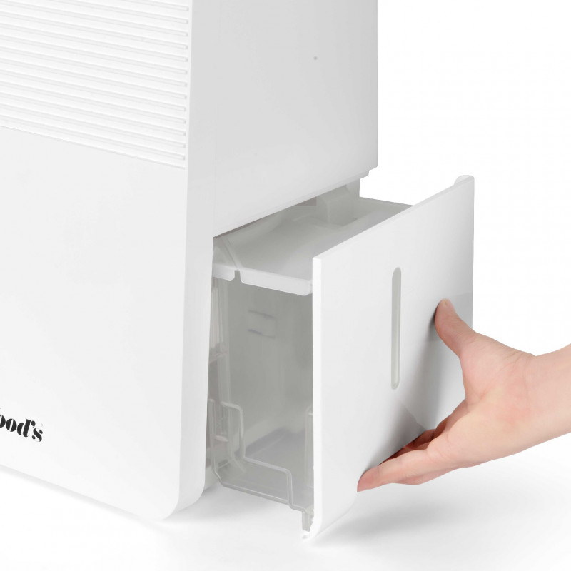 Влагоуловител за всекидневни и бани Woods MDK13, 2 скорости, До 60 м2, Подходящ и за бани, 108 м3, 2 л, 12л/24ч, Хидростат, 44 dB, IPX1, Бял