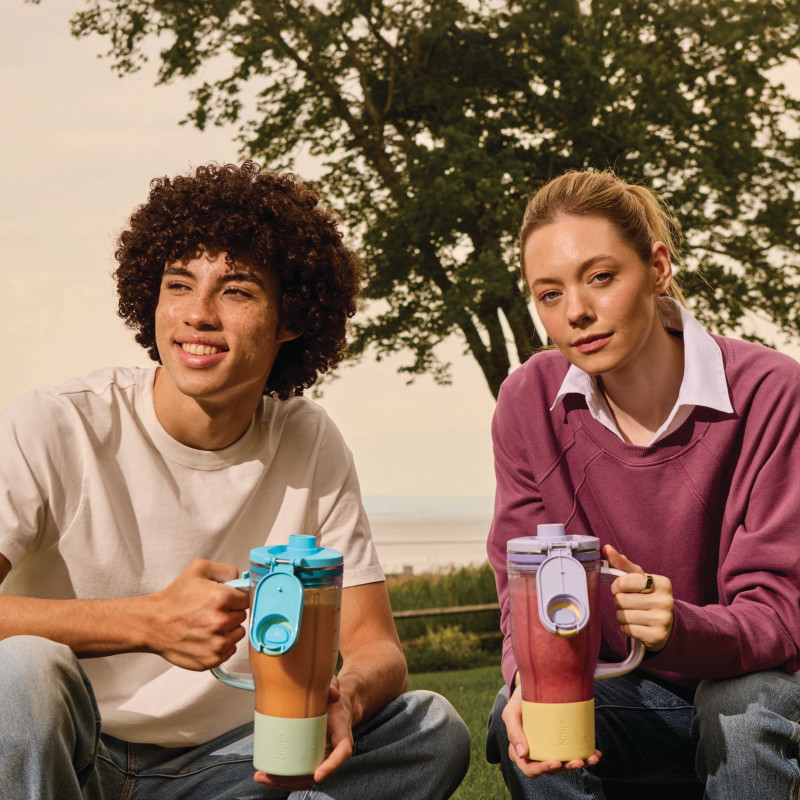 Преносим блендер Ninja BlendBoss DB351EUBL, 1100W, 710 мл, 3 програми, Auto-iQ, CrushBlade, Син