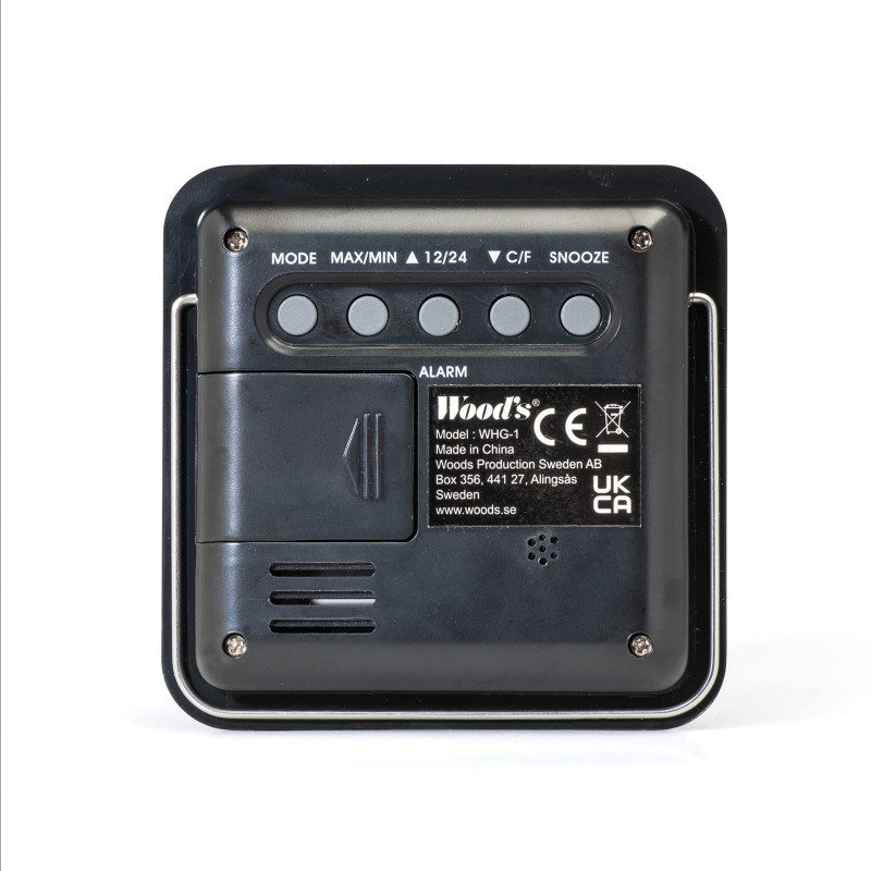 Хигрометър Woods WHG1, 20-95% влажност, 0-50C, Функция календар, Черен