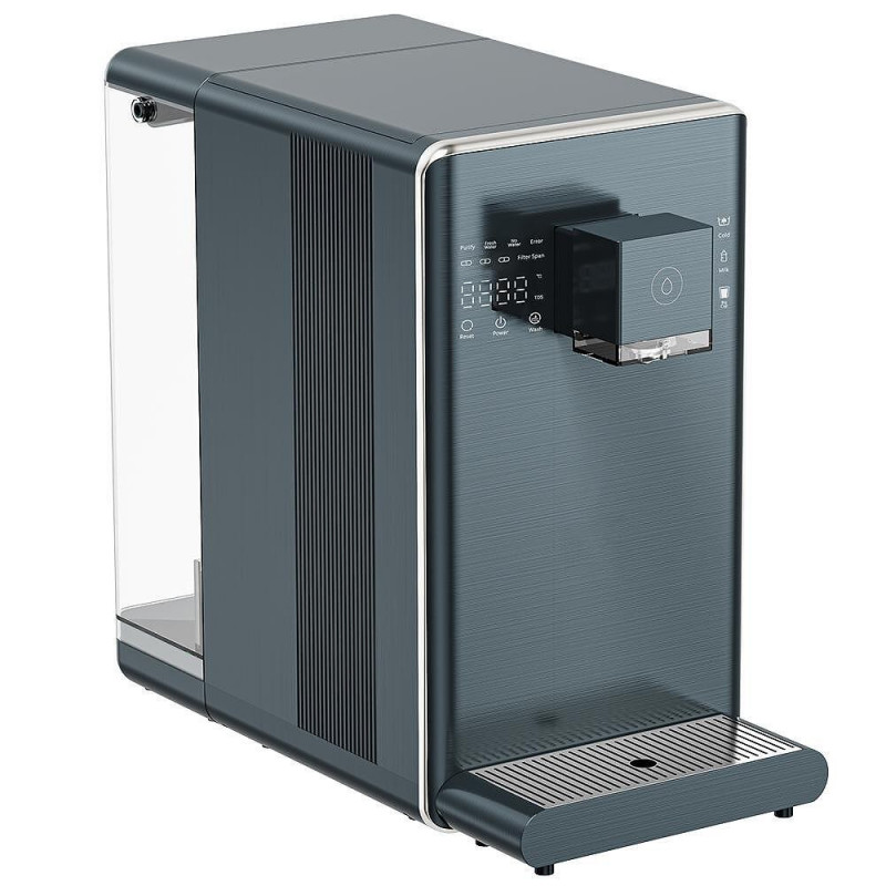 Диспенсър за вода ELIXIR Pro Plus, 2200W, Затопляне 18 л/ч, 42-90°C, UVC стерилизация, Дисплей, Многостепенна филтрация, Компресорен, Сиво-син/графит