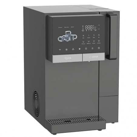 Диспенсър за вода с ледогенератор ELIXIR Ice, 2100W, Затопляне 18 л/ч, Охлаждане 2.5 л/ч, 4-90°C, 3 степенна филтрация, Тъчскрийн, UVC, Компресорен, Тъмносив
