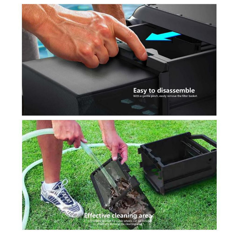 Соларен / DC скимер за почистване на повърхността на водата на басейни LOTUS, До 10 ч, 3 мотора, 6 л, IPX8, Черен