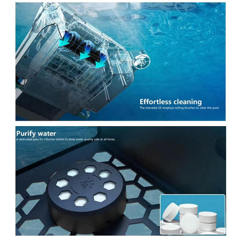 Соларен / DC скимер за почистване на повърхността на водата на басейни LOTUS, До 10 ч, 3 мотора, 6 л, IPX8, Черен