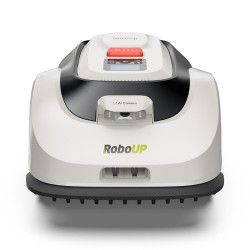 Косачка робот RoboUp Racoon 2 SE, 600 м2, 150 мин, AI камера, Зони, 3-8 см, Сензор за дъжд, Избягване на препятствия, Wi-Fi, Бял