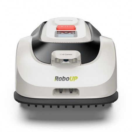 Косачка робот RoboUp Racoon 2 SE, 600 м2, 150 мин, AI камера, Зони, 3-8 см, Сензор за дъжд, Избягване на препятствия, Wi-Fi, Бял