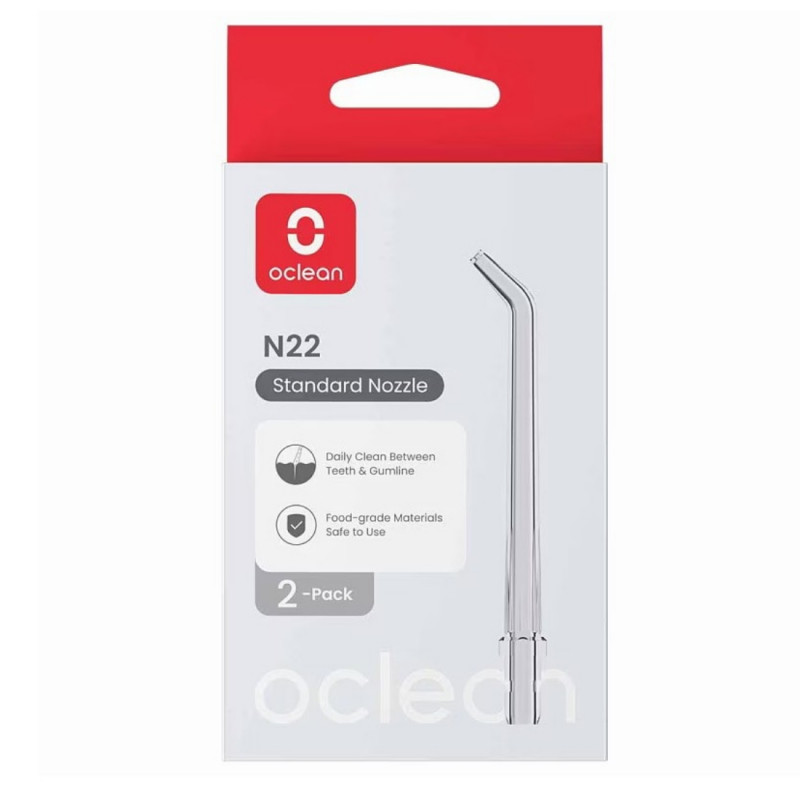 Комплект 2 бр резервни накрайници за зъбен душ Oclean N22 Nozzle за W10, Стандартни, Прозрачен
