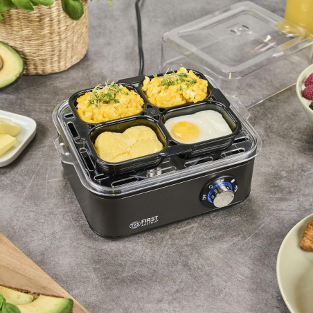 Яйцеварка First Austria FA-5115-3-GR, 500W, За 8 яйца, Таймер с 3 режима, Звуков сигнал, Тъмносив