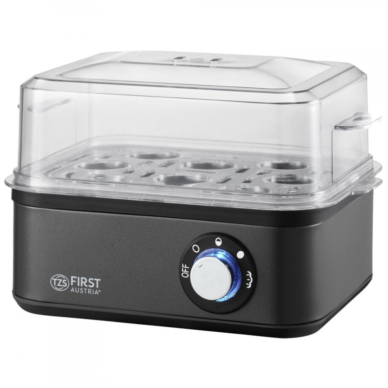 Яйцеварка First Austria FA-5115-3-GR, 500W, За 8 яйца, Таймер с 3 режима, Звуков сигнал, Тъмносив