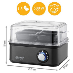 Яйцеварка First Austria FA-5115-3-GR, 500W, За 8 яйца, Таймер с 3 режима, Звуков сигнал, Тъмносив