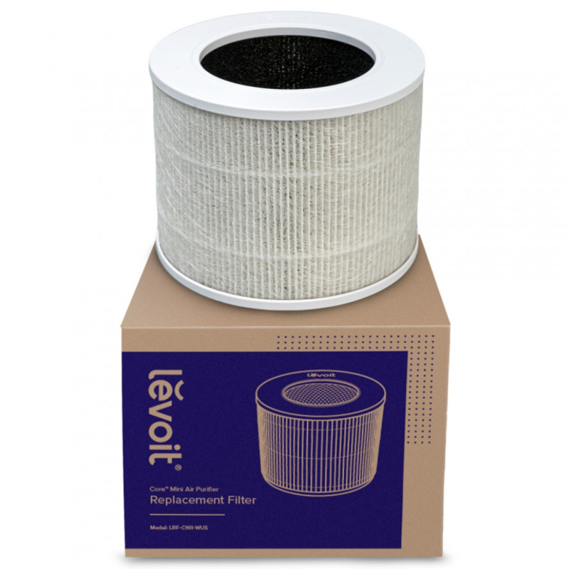 Резервен филтър за пречиствател на въздух Levoit Core Mini, 1 бр, 3 степенна филтрация, HEPA, Бял