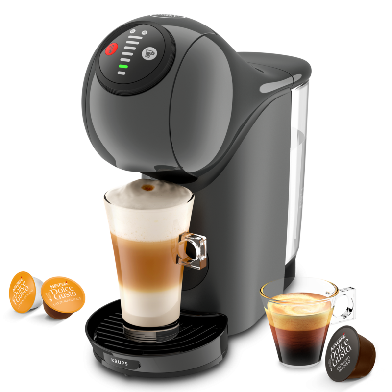 Еспресо машина Krups KP243B10 NDG GENIO S ANTHRACITE, 1500W, 15 bar, 0.8 л, Работа с NESCAFÉ® Dolce Gusto® капсули, LED, XL функция, Сив/антрацит