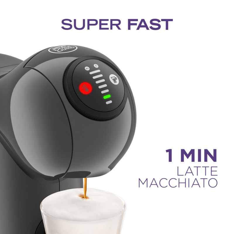 Еспресо машина Krups KP243B10 NDG GENIO S ANTHRACITE, 1500W, 15 bar, 0.8 л, Работа с NESCAFÉ® Dolce Gusto® капсули, LED, XL функция, Сив/антрацит