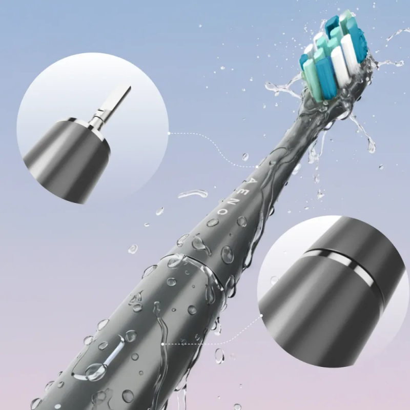 Електрическа звукова четка за зъби AENO ADB0010G, 5W, DuPont™, Таймер, 5 режима, 90 дни с едно зареждане, Сив