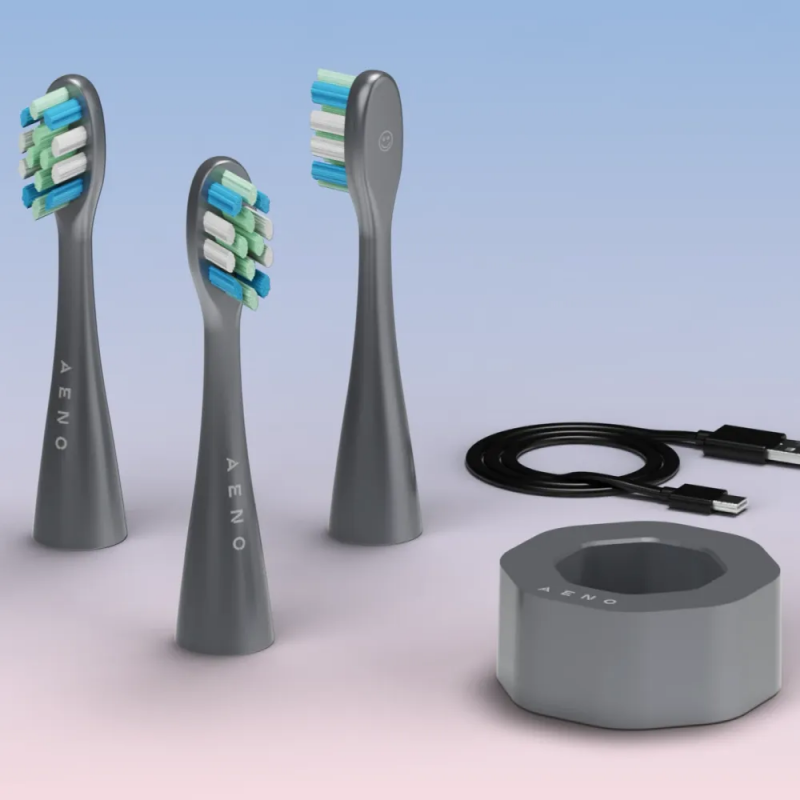 Електрическа звукова четка за зъби AENO ADB0010G, 5W, DuPont™, Таймер, 5 режима, 90 дни с едно зареждане, Сив