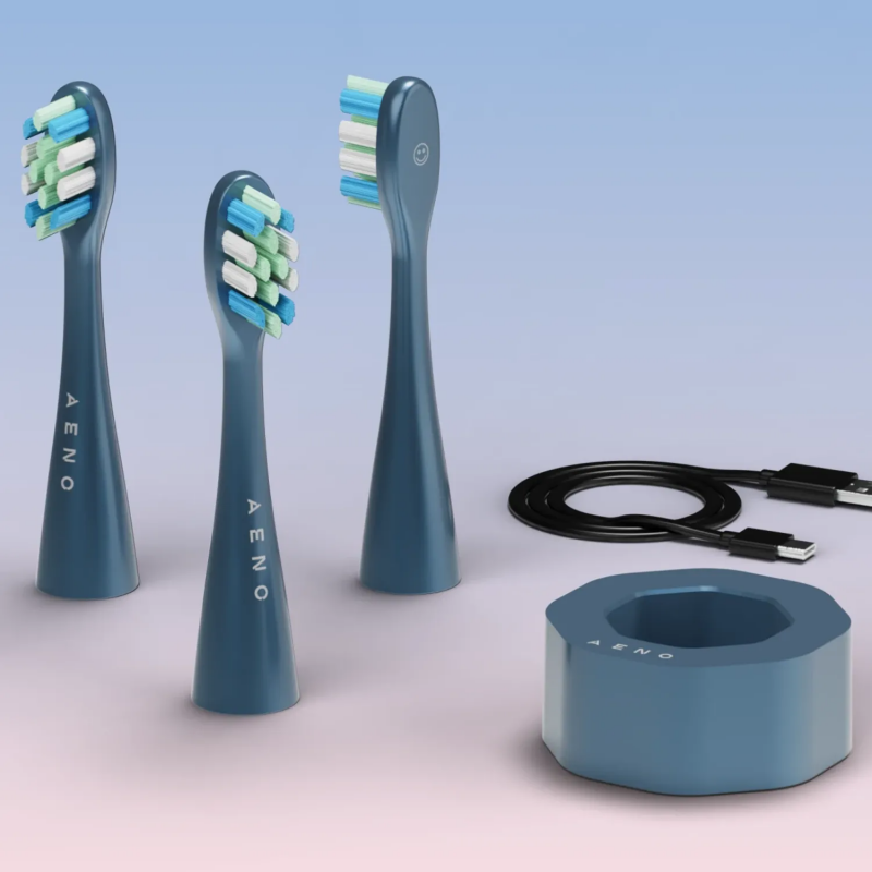 Електрическа звукова четка за зъби AENO ADB0010N, 5W, DuPont™, Таймер, 5 режима, 90 дни с едно зареждане, Син
