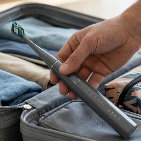 Електрическа звукова четка за зъби AENO ADB0010G, 5W, DuPont™, Таймер, 5 режима, 90 дни с едно зареждане, Сив