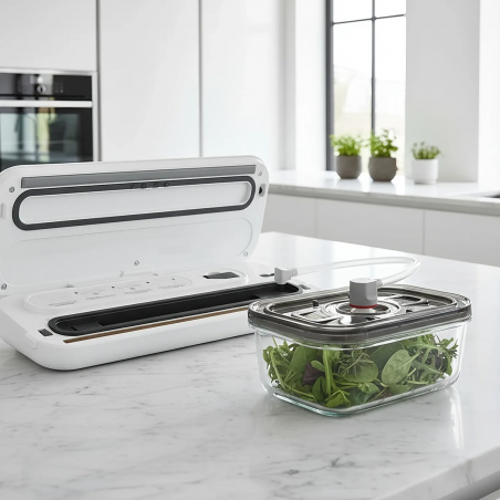 Уред за вакуумиране на храна AENO AVS0004W, 70 kPa, 4 режима, Ширина на плик до 30 см, Автоматична функция, Stop, LED, Бял