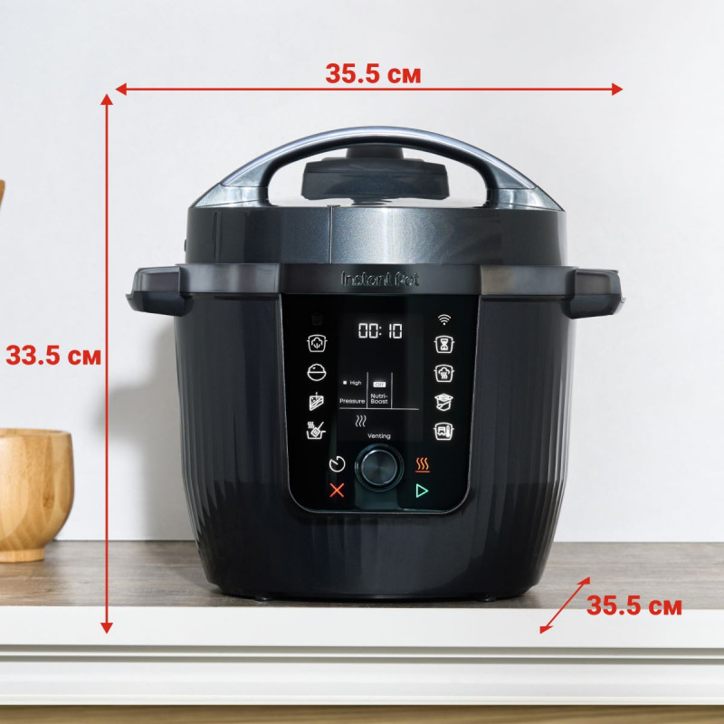 Мултикукър Instant Pot Pro Max, 1200W, 5.7 л, 105 kP, 10 програми, Nutriboost, WiFi, LCD дисплей, Неръждаема стомана, Бял/матов