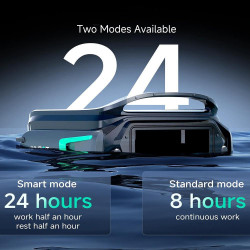 Скимер за почистване на повърхността на водата на басейни Wybot F1, Соларно / DC зареждане, До 8 ч, 7 л, Мобилно приложение, Черен