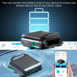 Скимер за почистване на повърхността на водата на басейни Wybot F1, Соларно / DC зареждане, До 8 ч, 7 л, Мобилно приложение, Черен